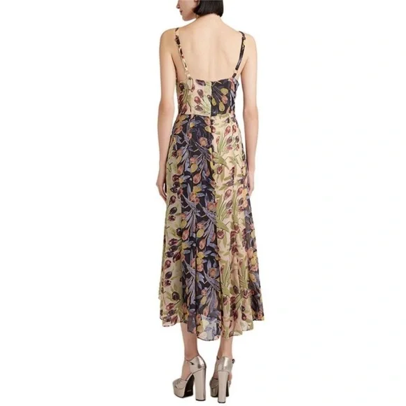 Cinq à Sept Carolee Midi Dress Mixed Floral Twist Front Burnout Size 8 EUC - Picture 9 of 9